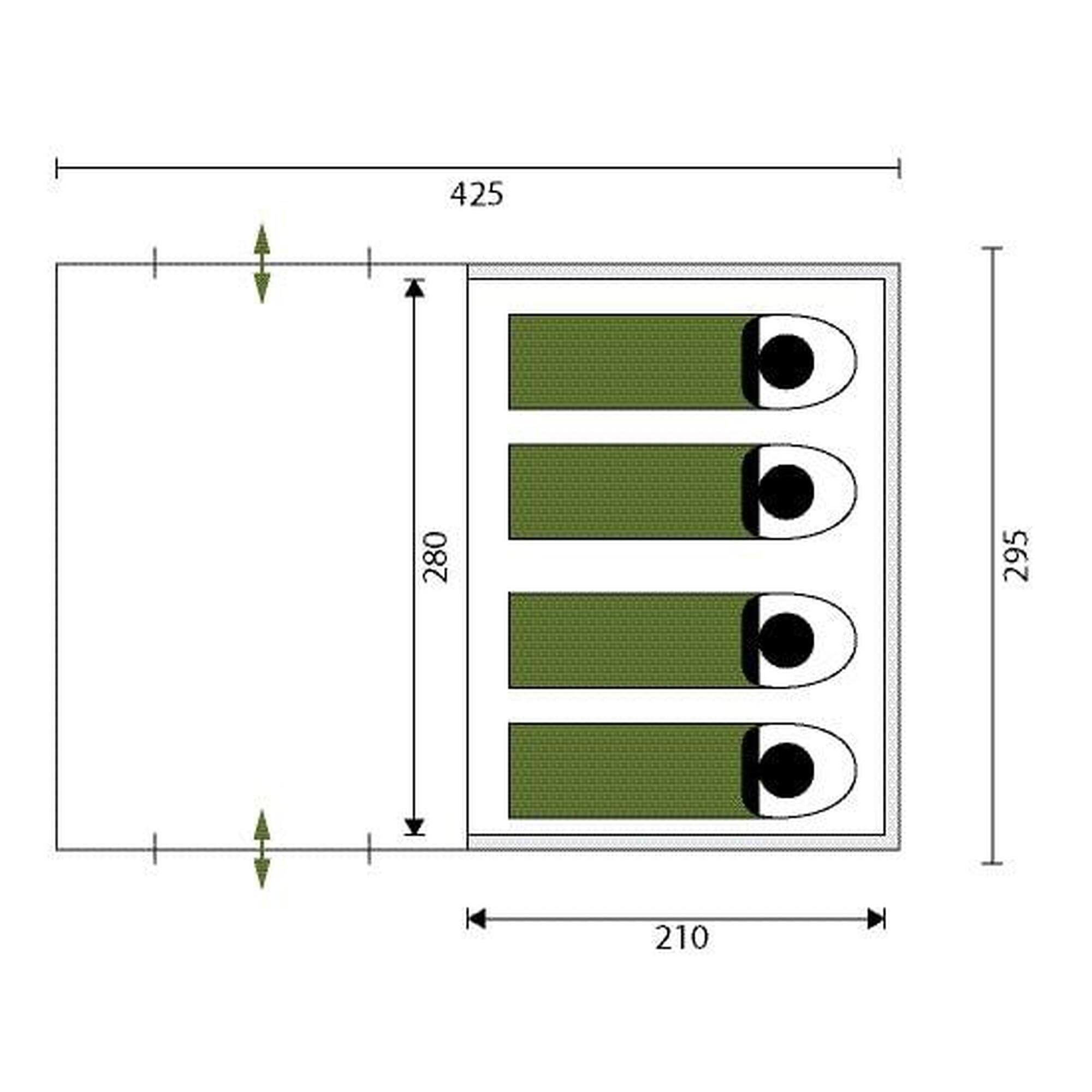 Koepeltent Camping Vaasa 4 -  4 pers. - waterdicht 3000 mm - 425 x 295 cm