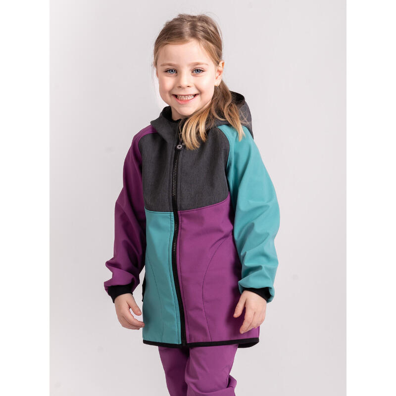Dětská softshellová bunda s fleecem Basic, Multicolor Ostružinová