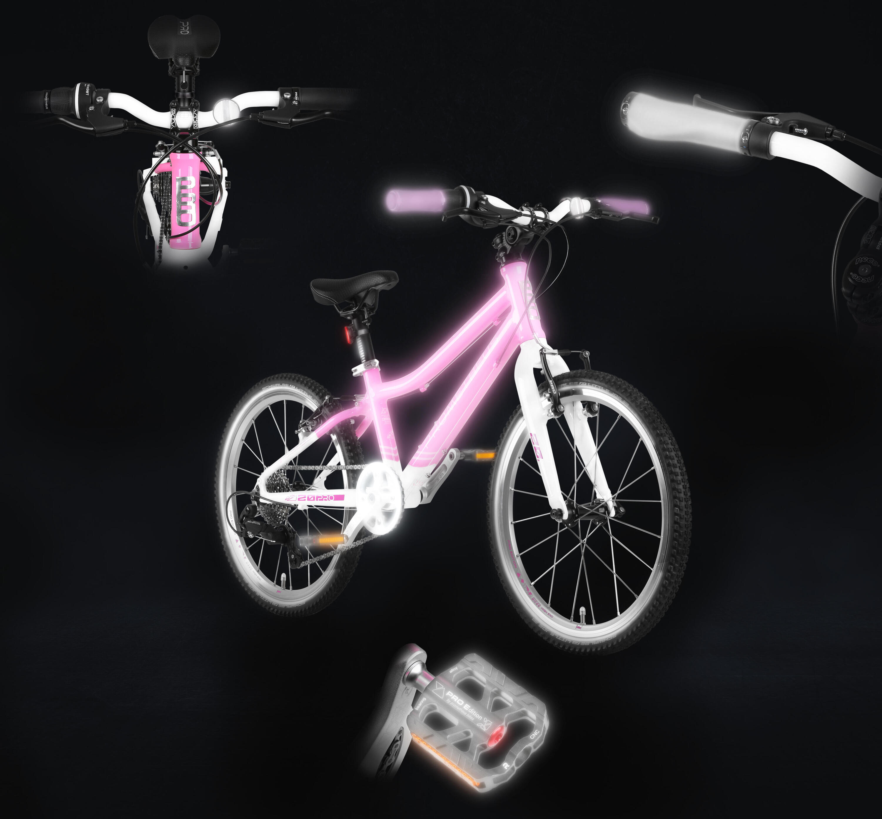 Kinderfahrrad 20 Zoll ab 6 Jahre Superleicht 7 Gang Fahrrad in Rosa Weiss 3/8