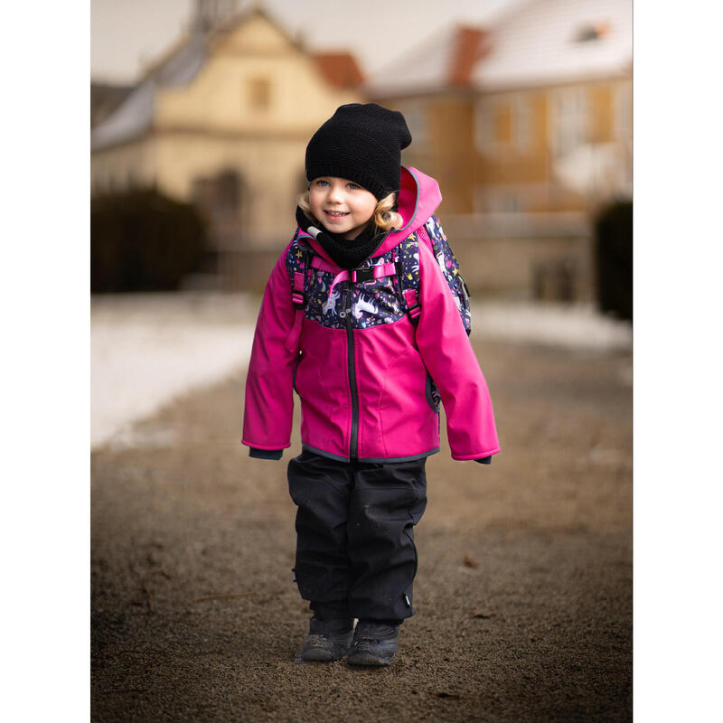 Dětská softshellová bunda s fleecem Basic, Fuchsiová, Jednorožci