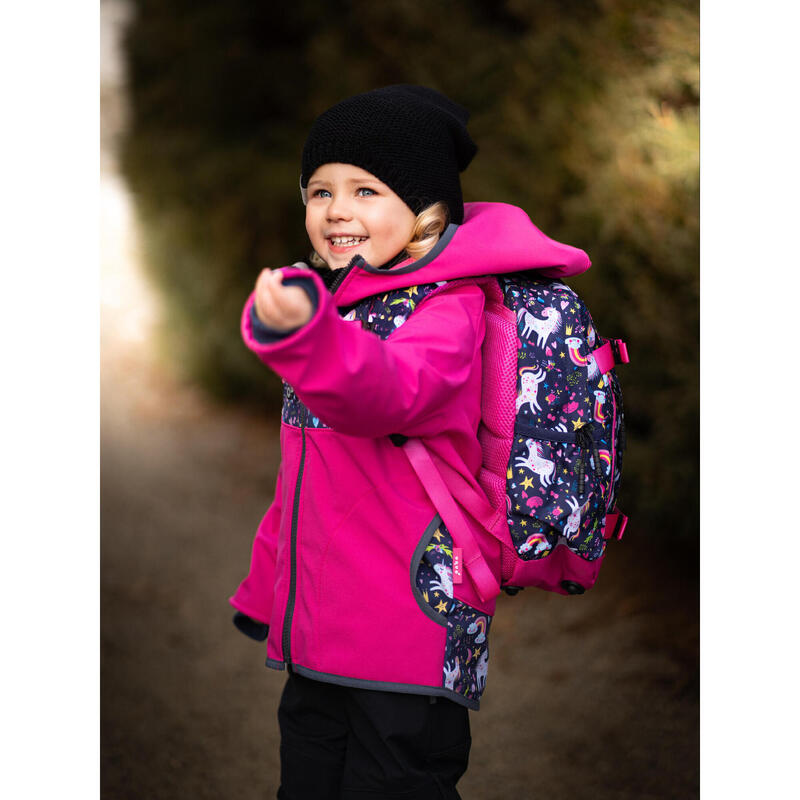 Dětská softshellová bunda s fleecem Basic, Fuchsiová, Jednorožci