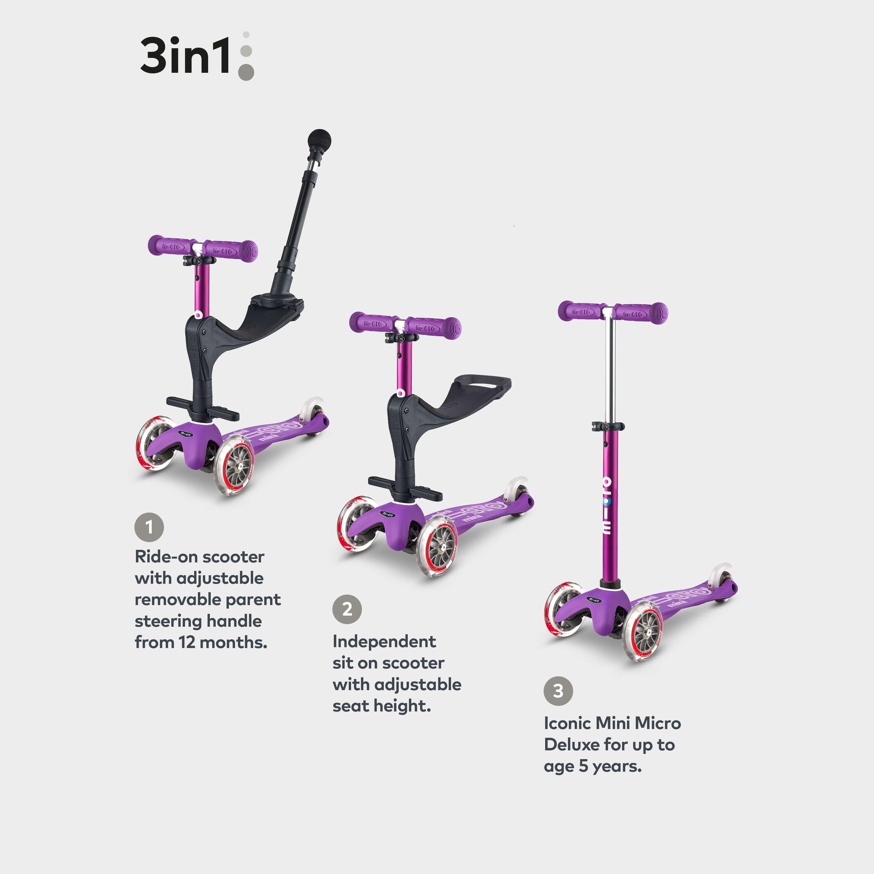 Mini 3in1 - Push Along Scooter: Purple 2/7