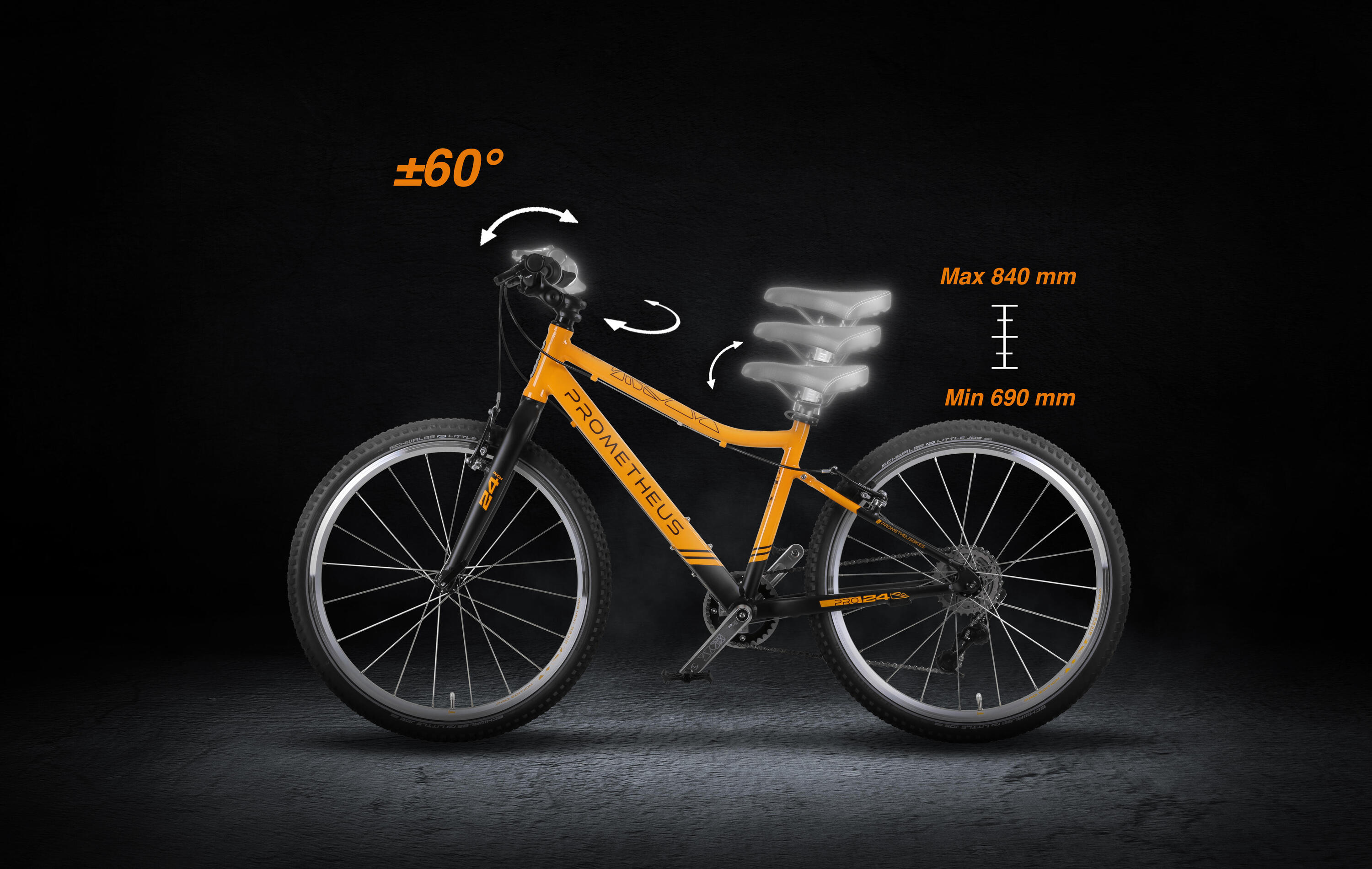 Kinderfiets 24 inch vanaf 7 jaar Superlicht 8 Versnellingen SRAM Oranje/Zwart 5/7