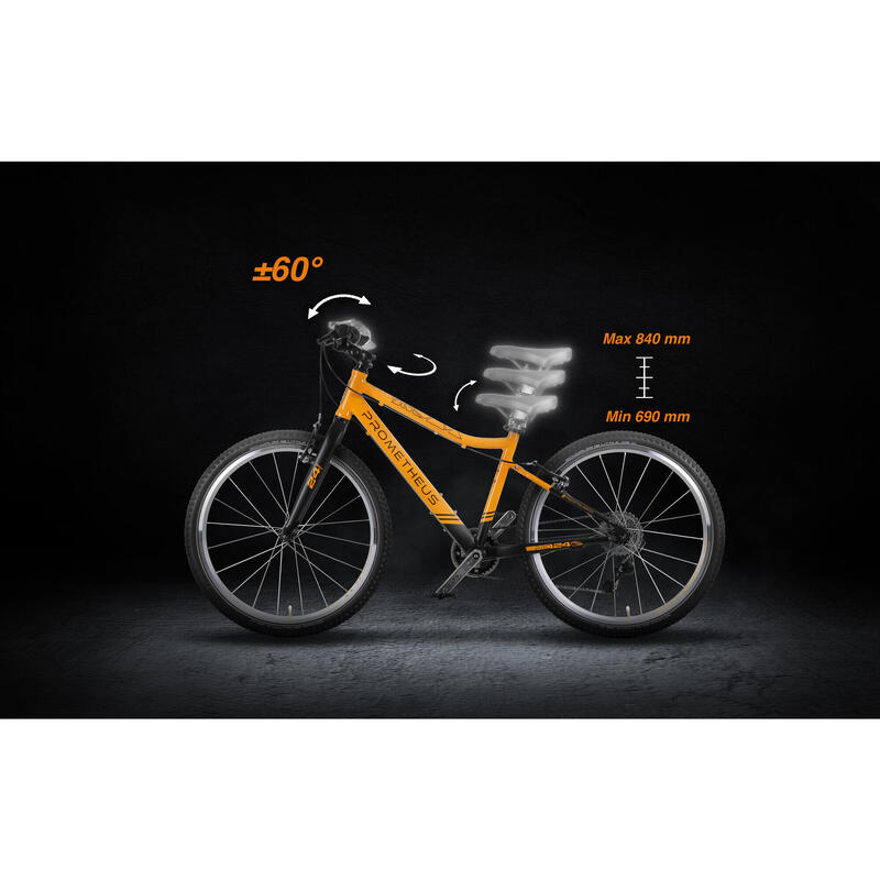 Vélo Enfant 24 pouces dès 7 ans Ultra-léger 8 Vitesses SRAM Orange/Noir