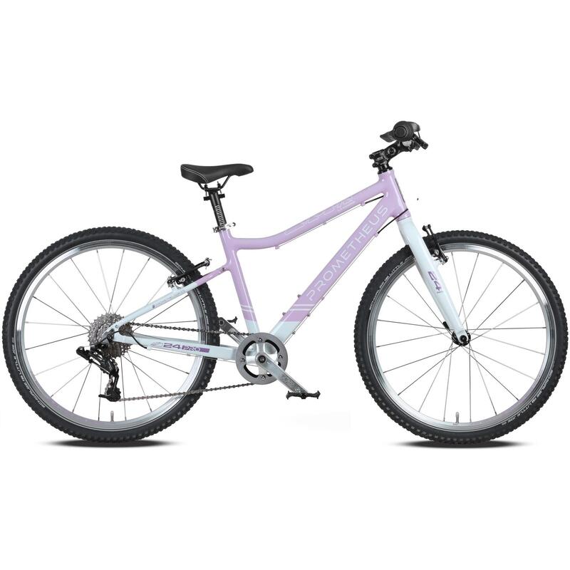 Kinderenfiets 24 inch vanaf 7 jaar, superlicht, 8 versnellingen SRAM, paars wit