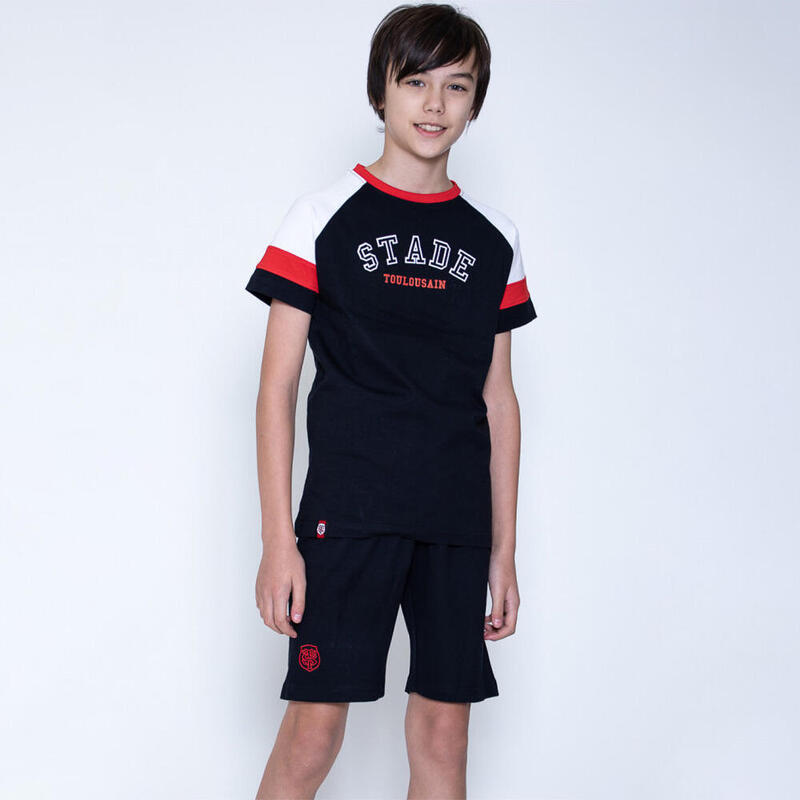 ENSEMBLE SHORT ET TSHIRT ENFANT STADE TOULOUSAIN DETENTE NOIR