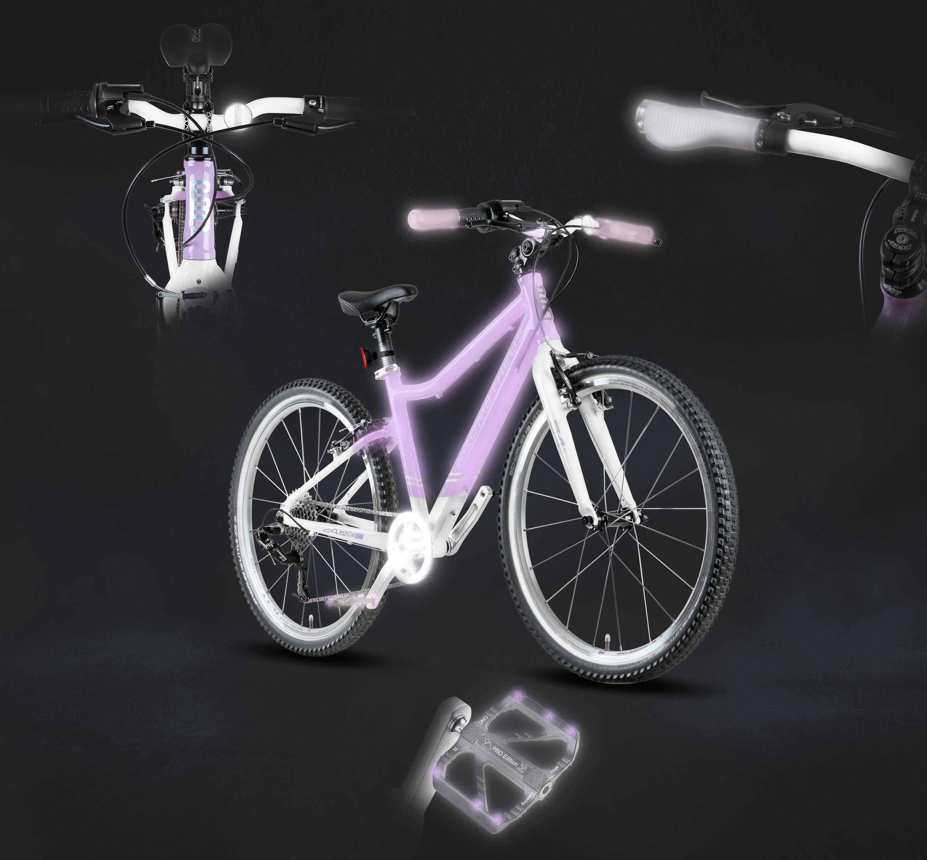 Kinderfahrrad 24 Zoll ab 7 Jahre Superleicht 8 Gang SRAM Fahrrad Violett Weiss 3/7