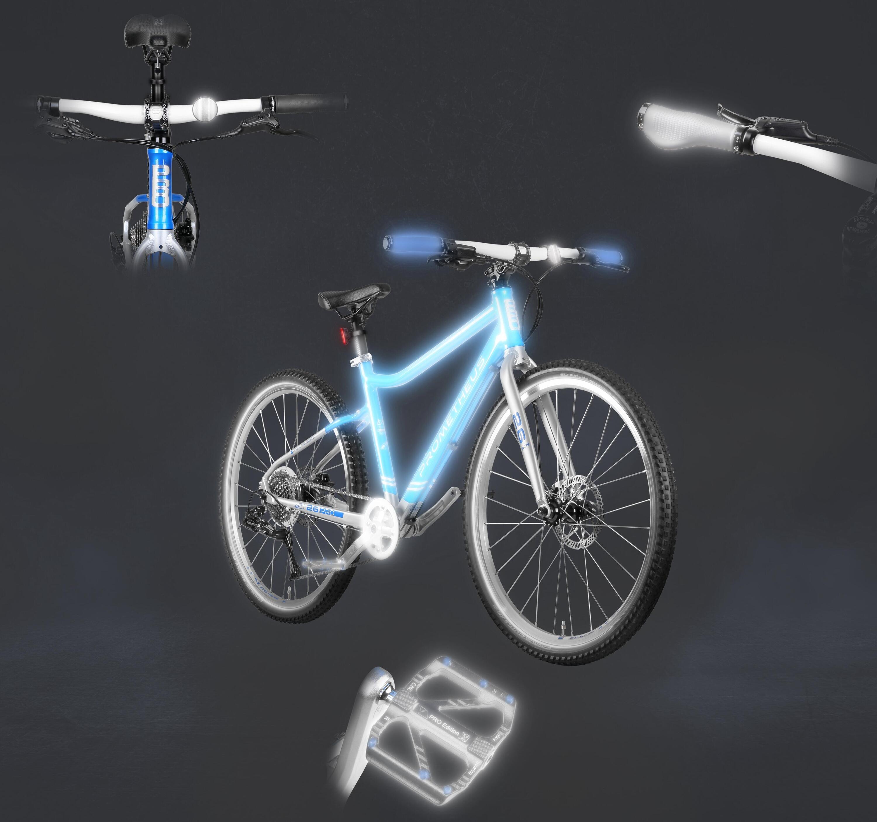 Kinderfahrrad 26 Zoll ab 10 Jahre Superleicht 9 Gang SRAM X5 Blau Silber 3/7