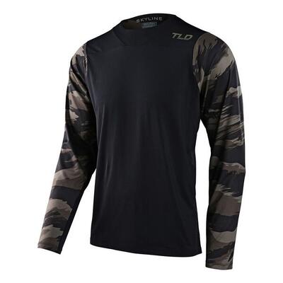 Mtb-shirt skyline chill met lange mouwen, warm en comfortabel zwart heren