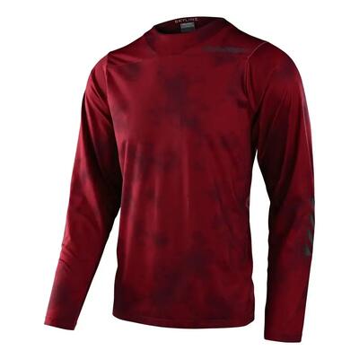 Mtb-shirt skyline chill met warme en comfortabele lange mouwen rood heren