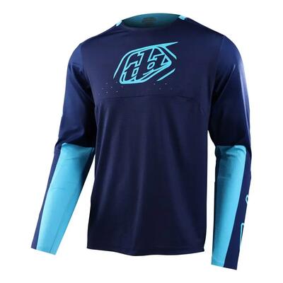Ademend mtb sprint-shirt met lange mouwen blauw heren