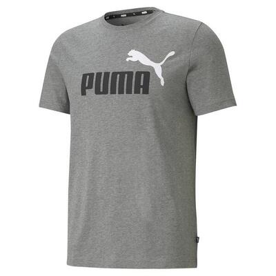 Puma ess+ unisex logo t-shirt in medium grijs