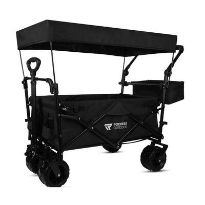 Rockerz outdoor - bolderkar met dak - opvouwbaar - xl inhoud - kleur: zwart