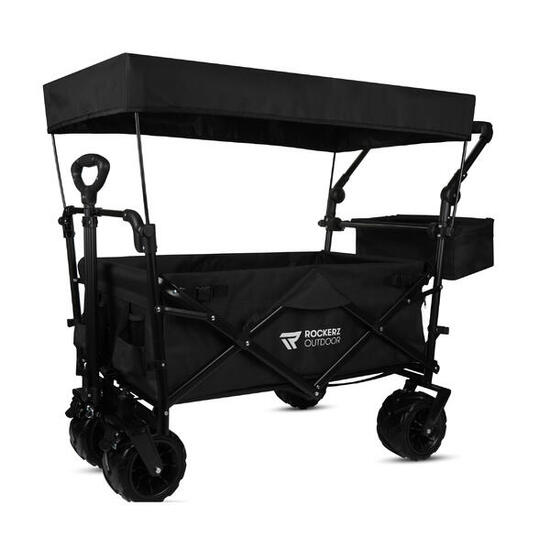 Rockerz Outdoor - Brouette avec toit - Pliable - Capacité XL - Couleur : Noir