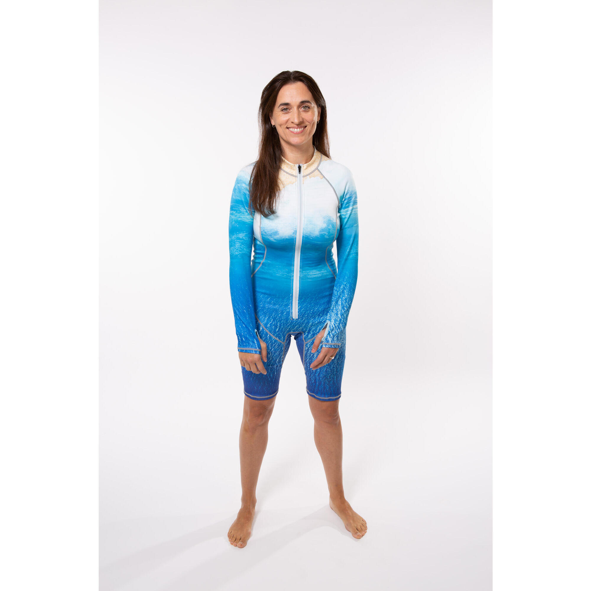 Mermaid Protector - #neoprenefree Body Skin Wetsuit Ocean Dna "the Birth Of Venus Curt" - Combinaison Néoprène - Blanc|bleu|jaune - Petit - Decathlon