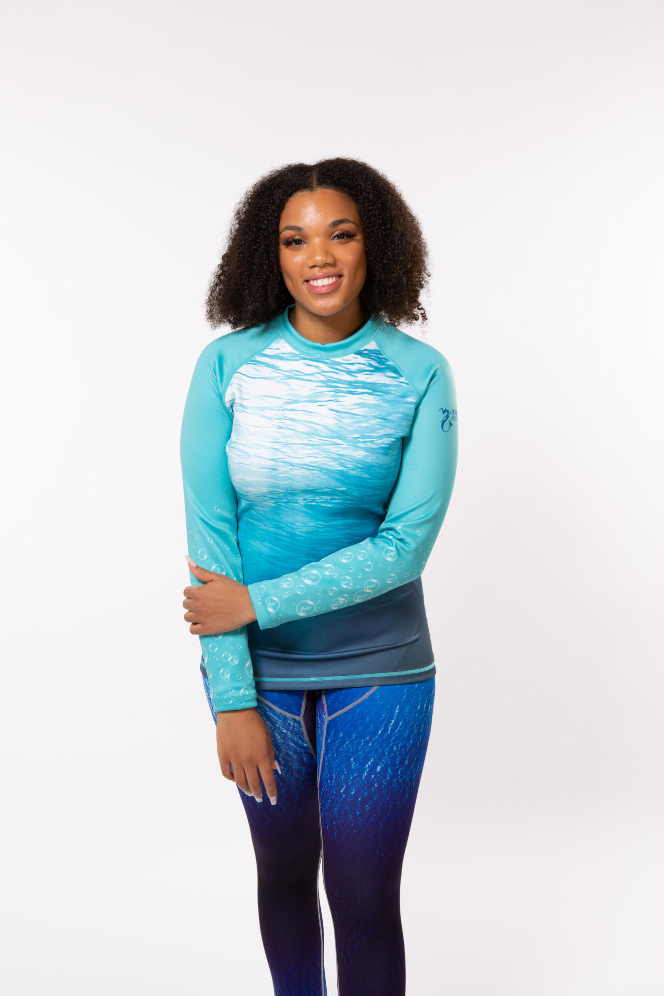 Mermaid Protector Rashguard  "OCEAN DNA" Turkoois 5/6