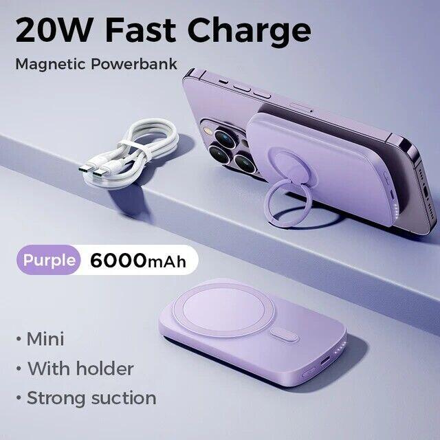 Powerbank Joyroom 6000mAh 20W MagSafe z ringiem i podstawką