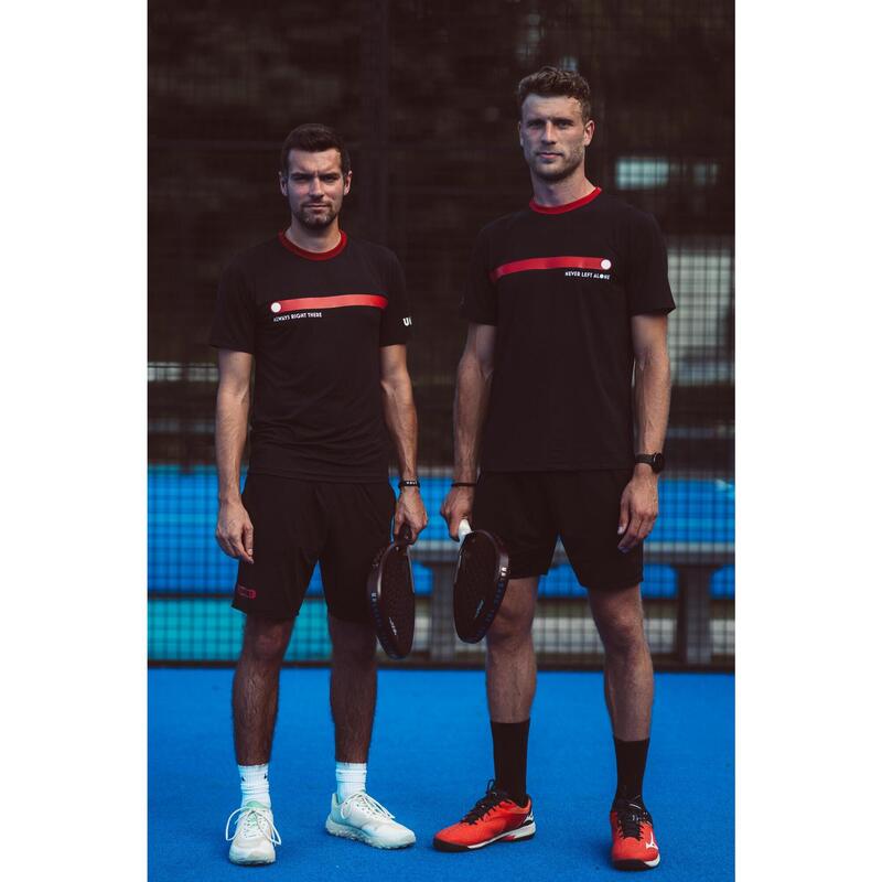 T-shirt Padel pour hommes - Always Right There print, noir/rouge