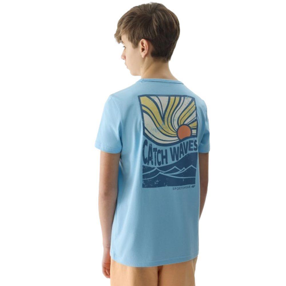 T-SHIRT DE DESPORTO EM ALGODÃO RAPAZ 4F ttshm1136. Azul 2/4