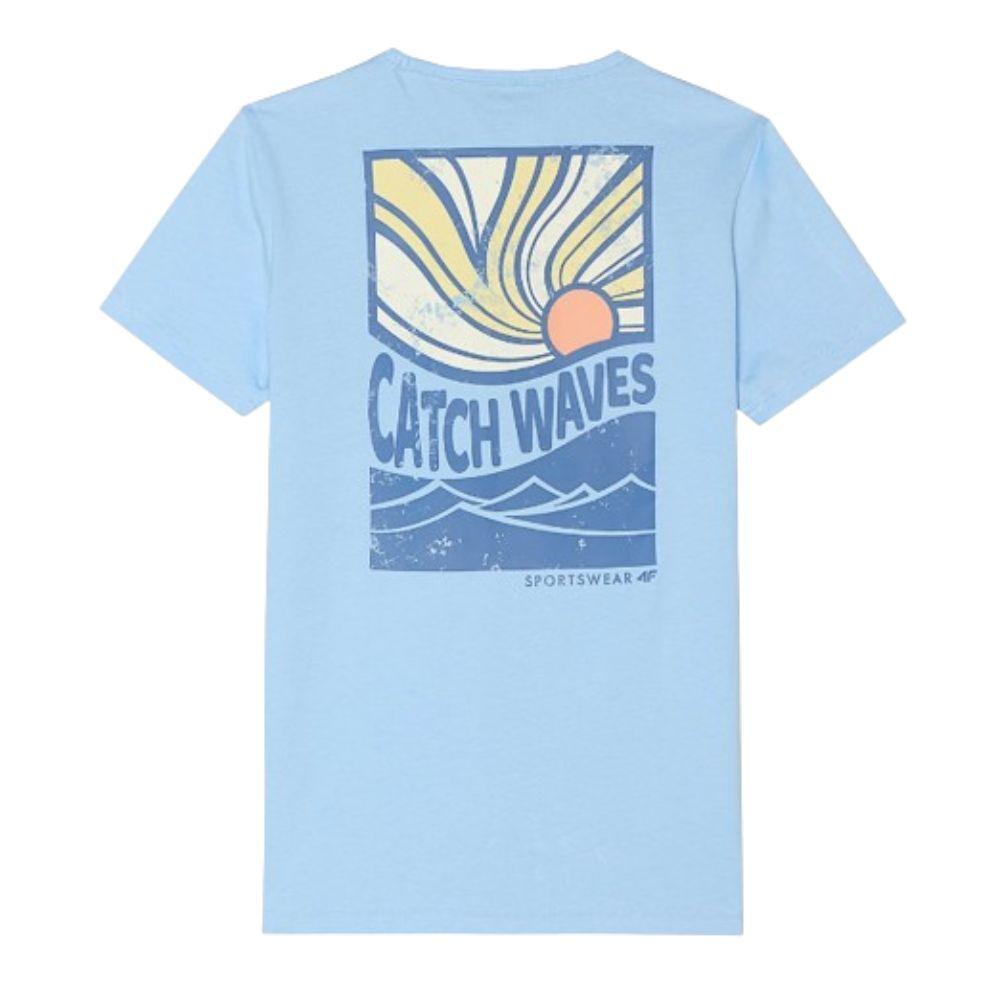 T-SHIRT DE DESPORTO EM ALGODÃO RAPAZ 4F ttshm1136. Azul 4/4