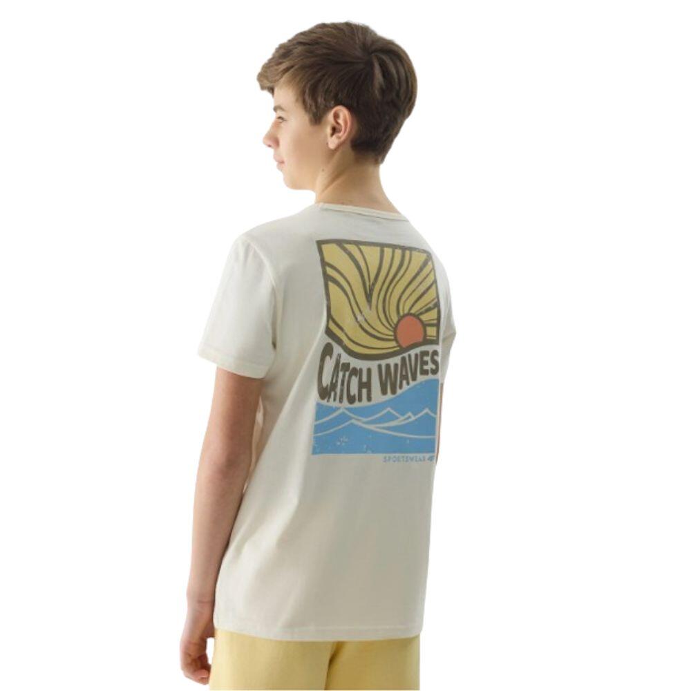 T-SHIRT DE DESPORTO EM ALGODÃO RAPAZ 4F ttshm1136. Branco 2/4