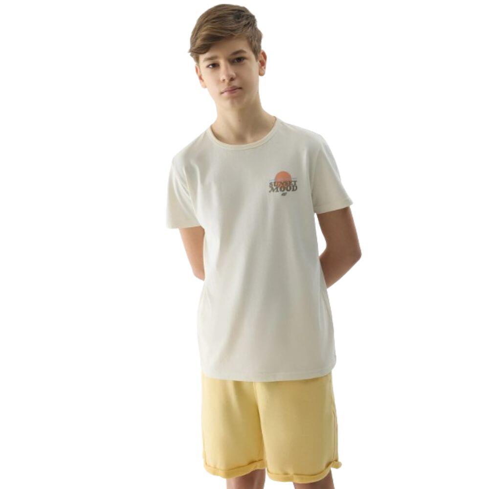 T-SHIRT DE DESPORTO EM ALGODÃO RAPAZ 4F ttshm1136. Branco 1/4