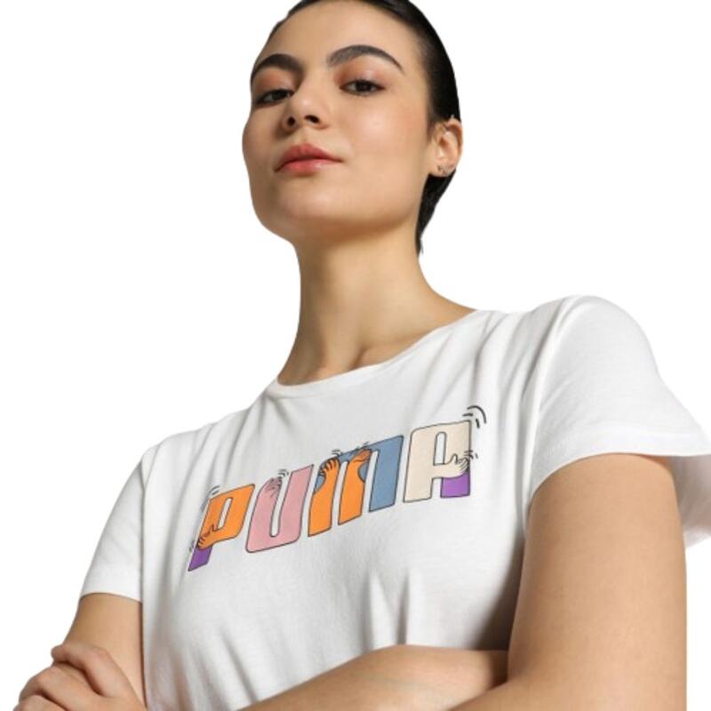 CAMISETA PUMA ESS+ GRAPHIC Mujer. Blanco 679916 02