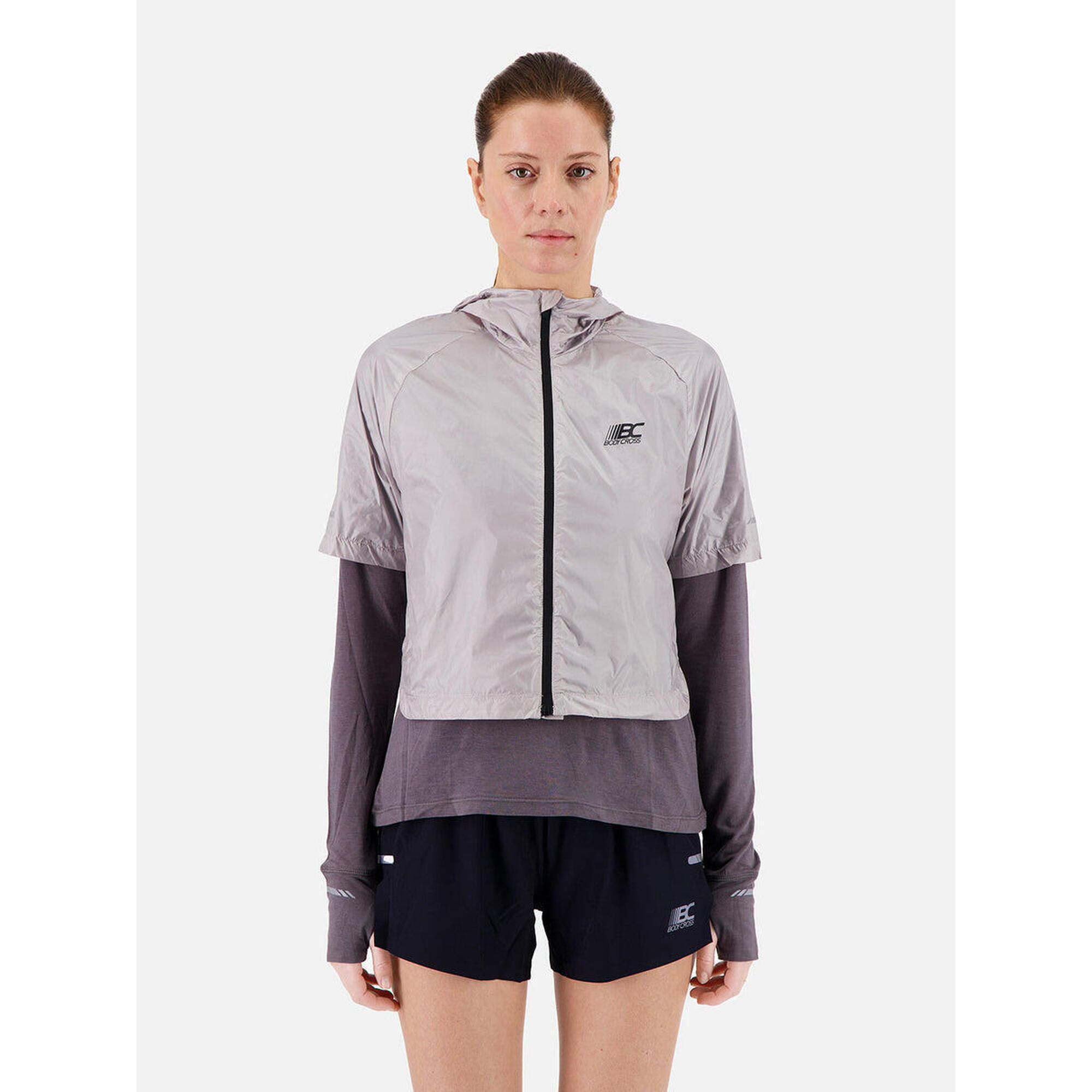 AMBER Grey short windbreaker