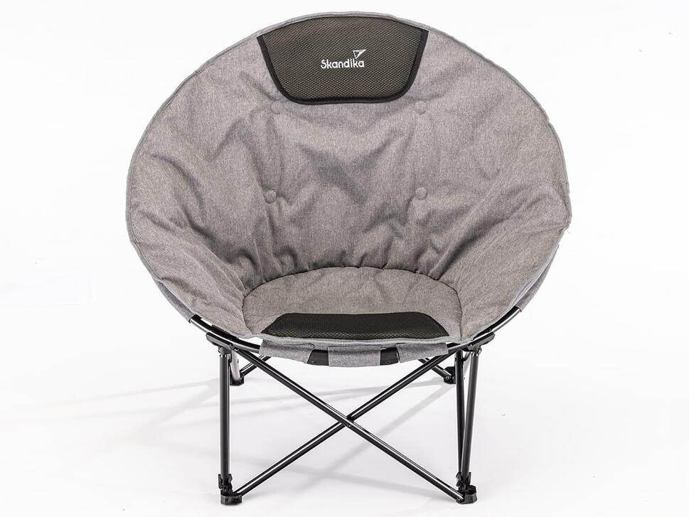 Fotel kempingowy składany okrągły Moonchair Kupari XL, max. 150 kg, szary