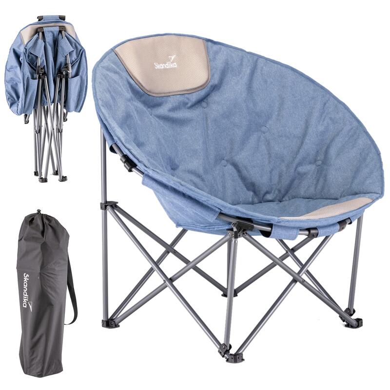 Fotel kempingowy składany okrągły Moonchair Kupari XL, max. 150 kg, niebieski