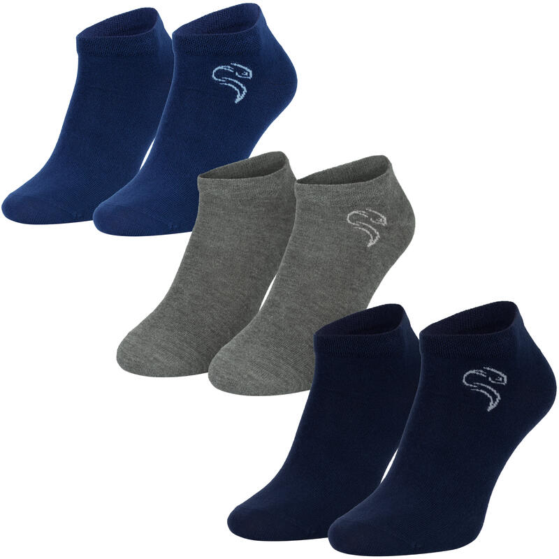 Basic Sneaker Socken | 3 Paar | Damen und Herren | Dunkelblau/Blau/Grau