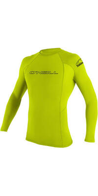 O'Neill Basic Skins Long Sleeve Crew Rash Vest - Lime