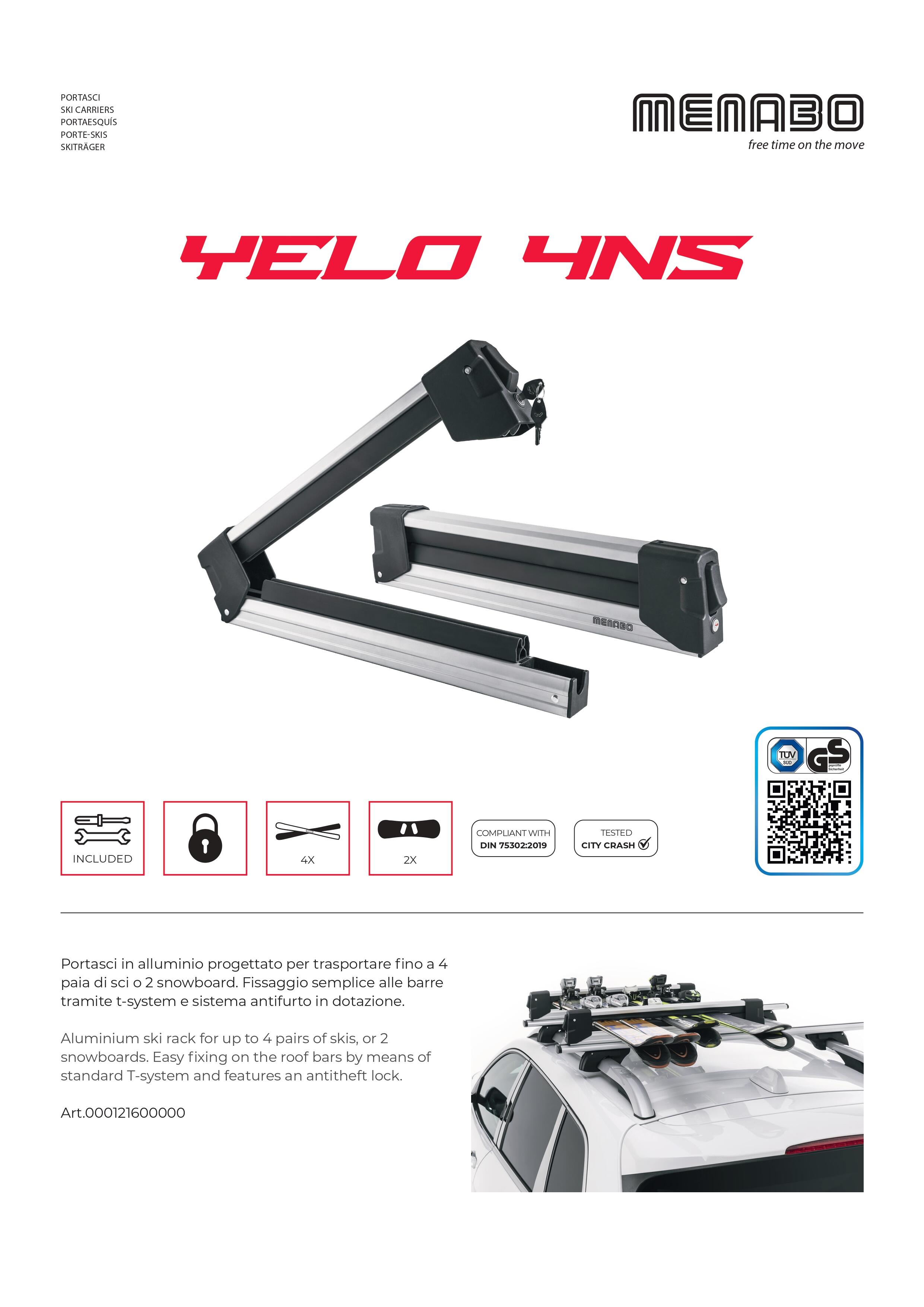 Porte-skis / Snowboards Menabo Yelo 4NS Noir 5/7