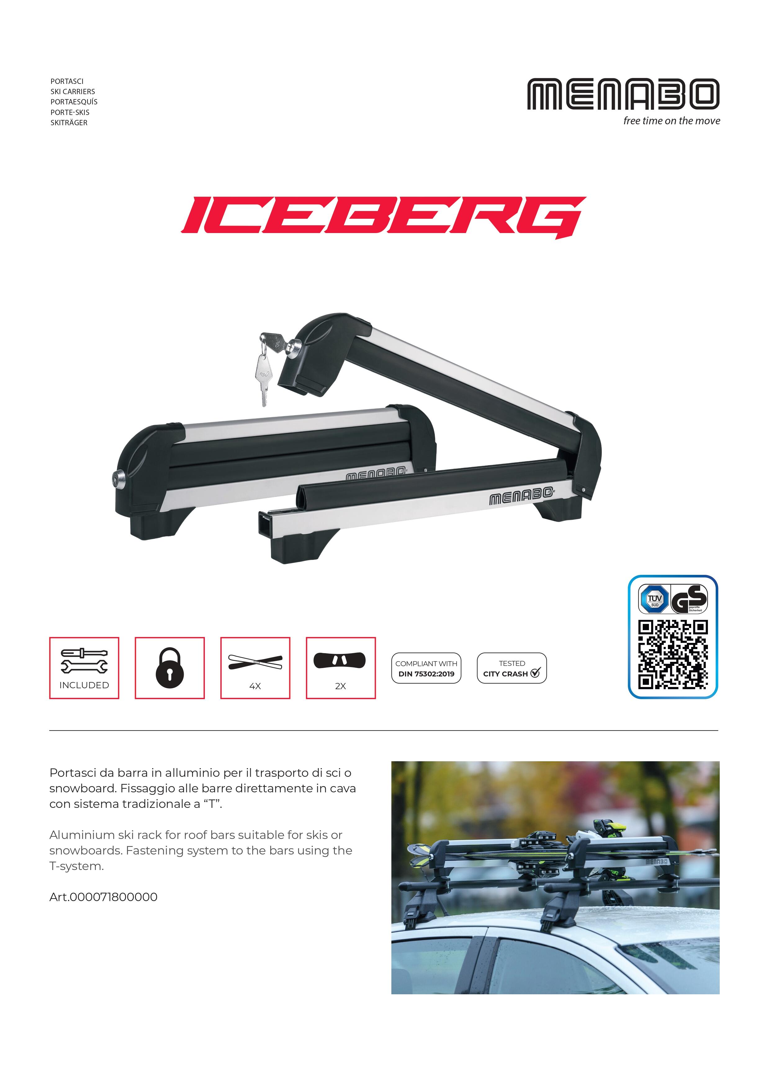 COMPATIBILE CON VOLKSWAGEN UP! PORTASCI IN ALLUMINIO PER BARRE PORTAPACCHI TETTO AUTO CON 4 PAIA DI SCI O 2 SNOWBOARDS PORTA SCI OMOLOGATO MENABO