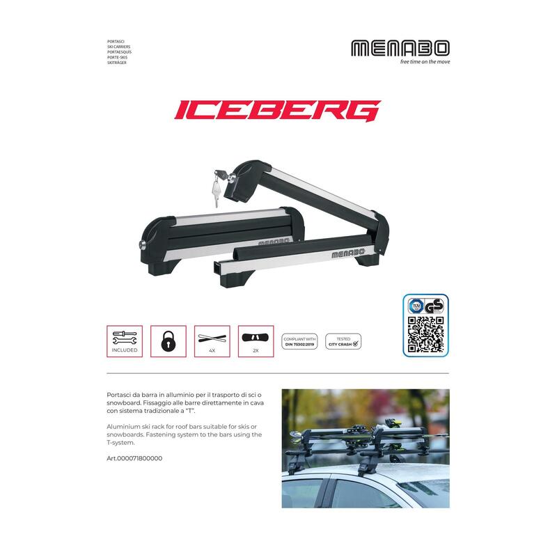 Suport ski/snowboard Menabo Iceberg 4  cu prindere pe bare transversale