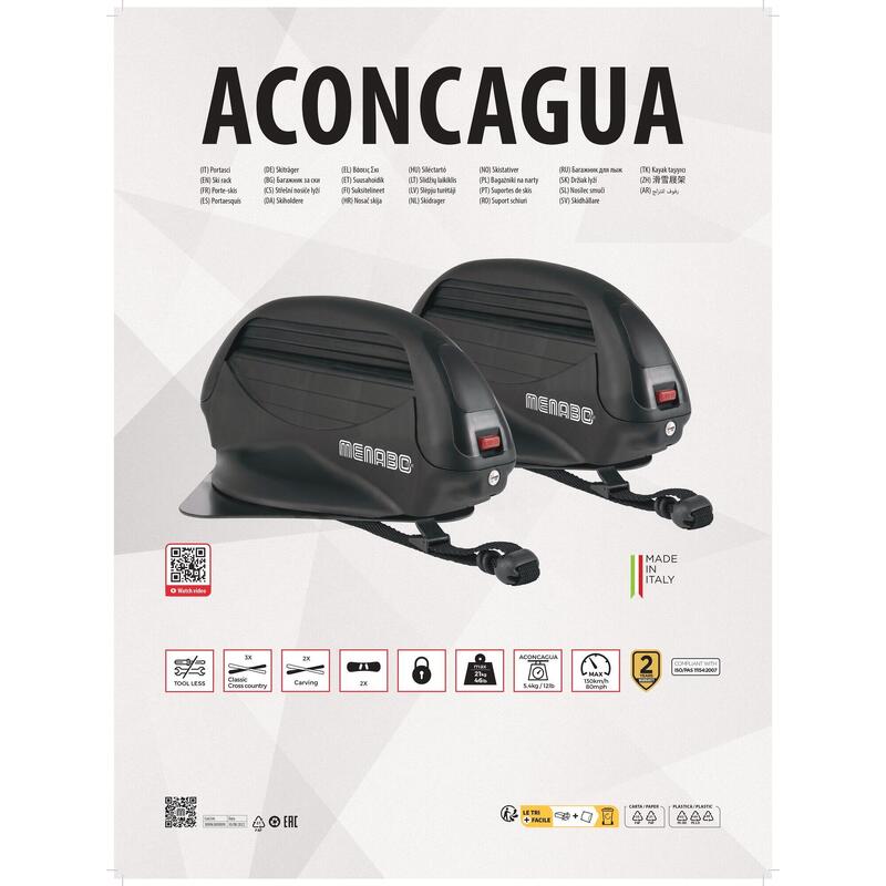 Porta sci magnetico da tetto per auto ACONCAGUA per 3 paia di sci o 2 snowboards