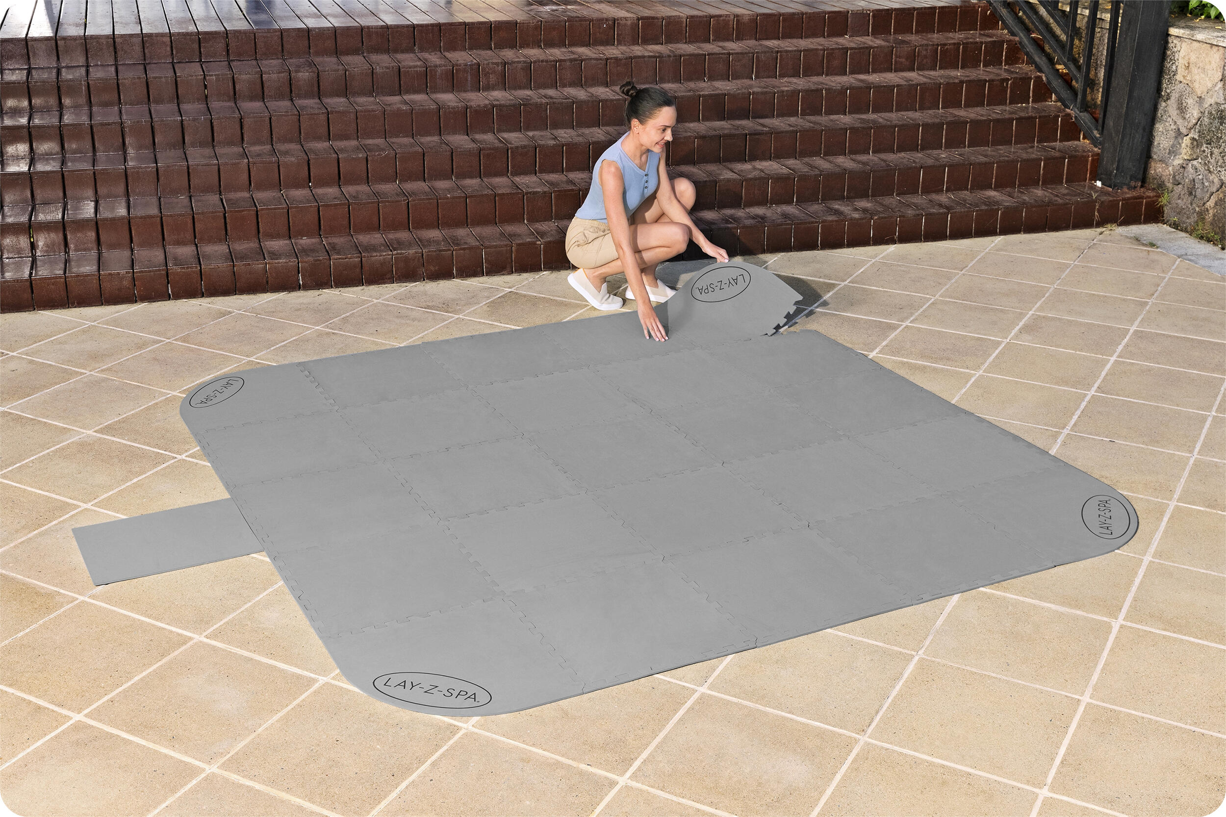 Bestway Tapis de sol Lay-Z-Spa carré ou rond 196 x 196 cm 3/7