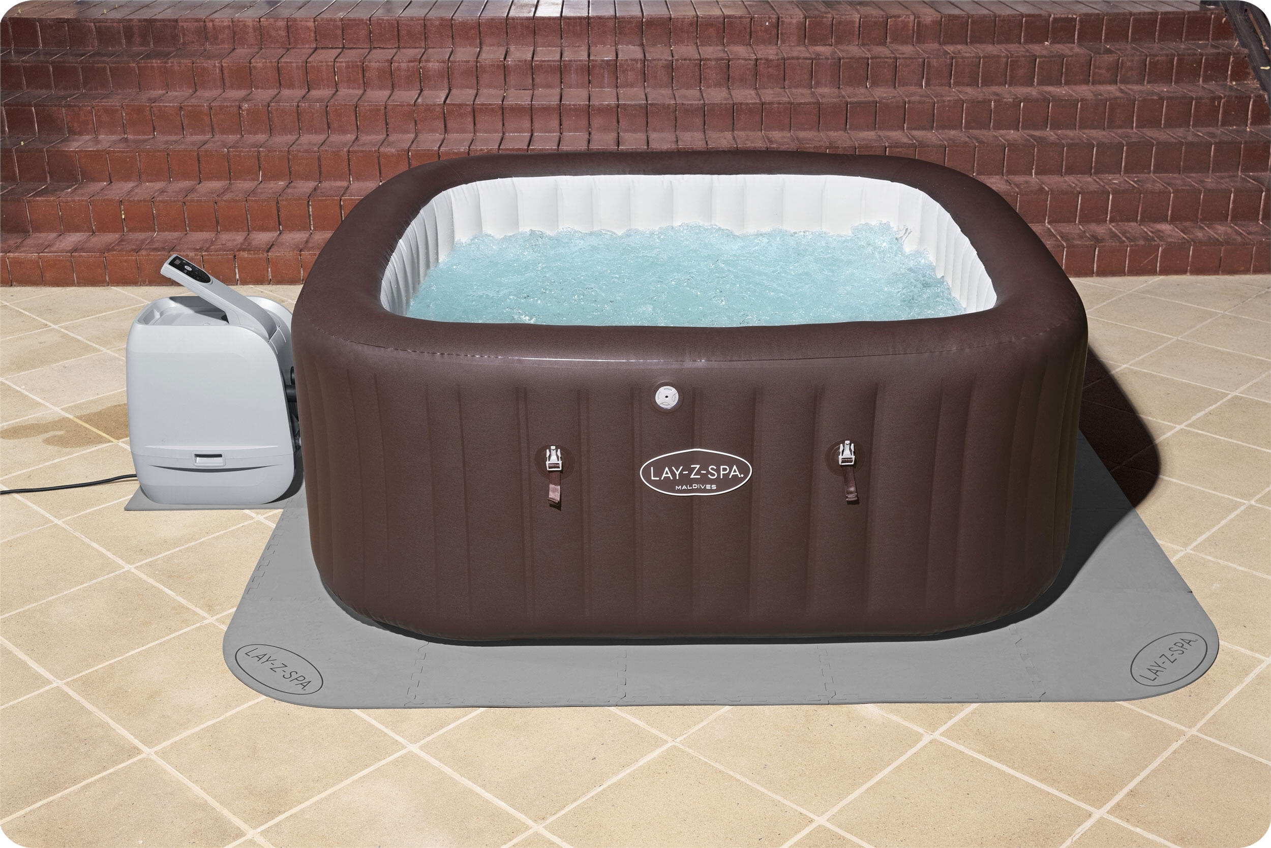 Bestway Tapis de sol Lay-Z-Spa carré ou rond 196 x 196 cm 7/7
