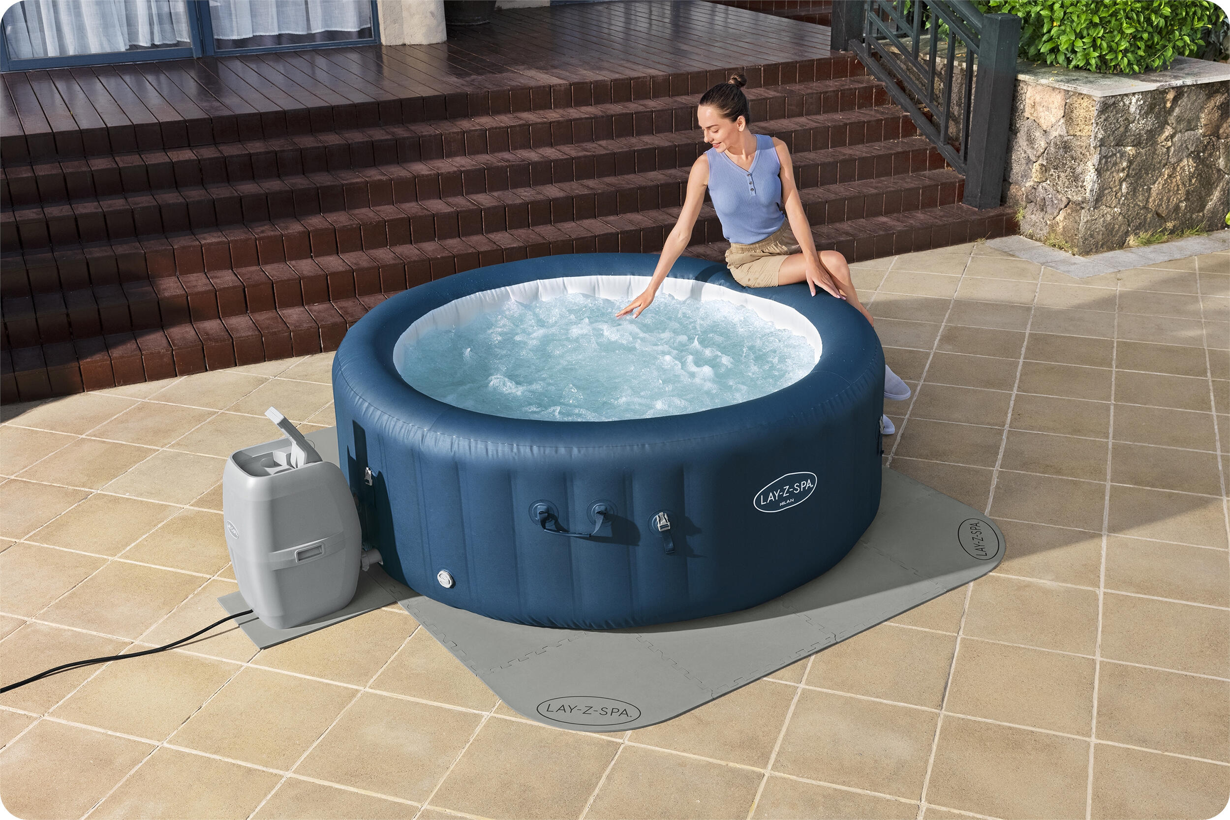 Bestway Tapis de sol Lay-Z-Spa carré ou rond 196 x 196 cm 6/7