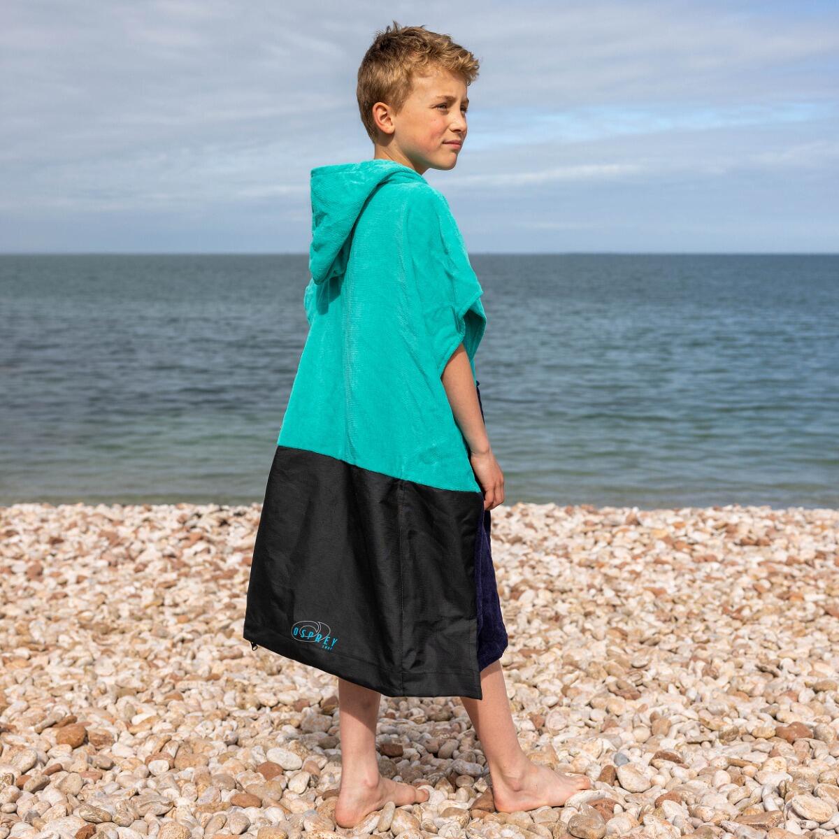 Osprey Kids Surf Poncho Hooded Towel Beach Changing Robe, Aqua One Size 3/4
