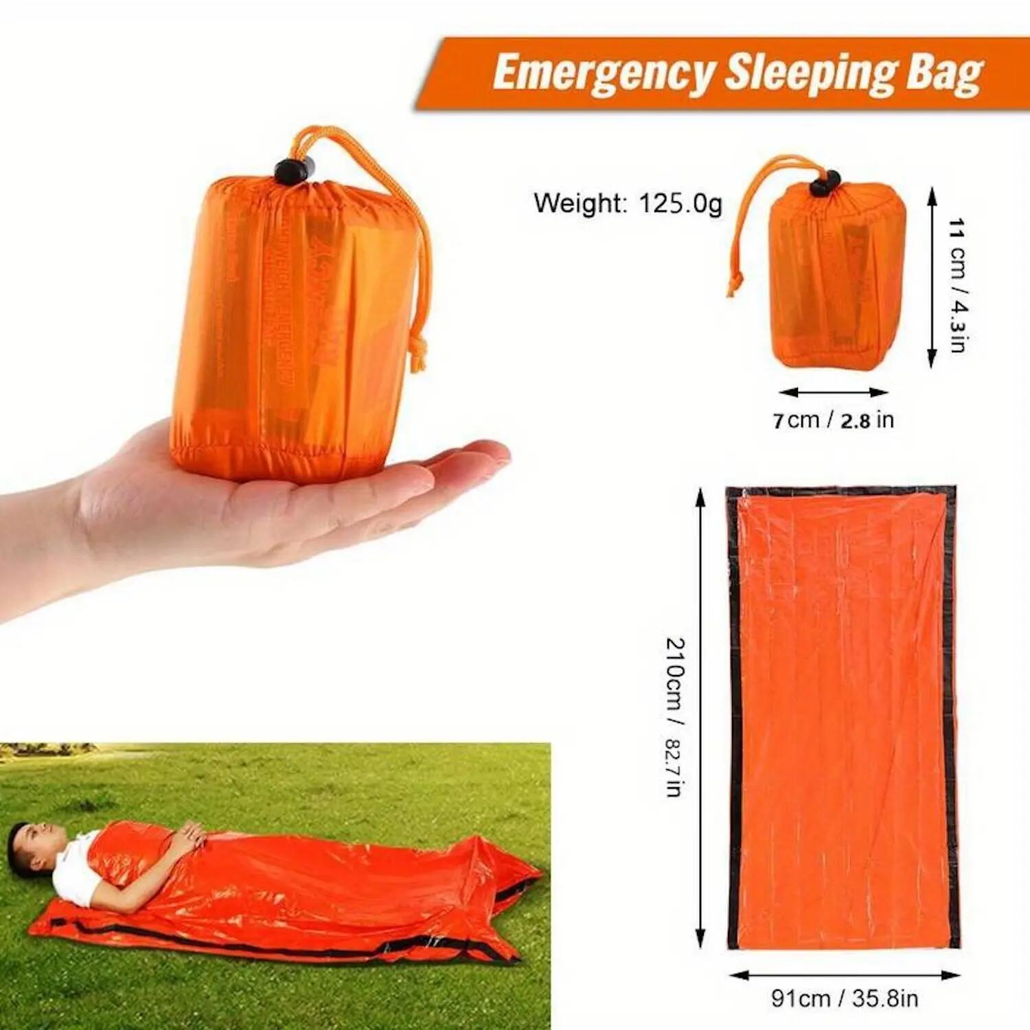 Notfall Schlafsack mit Alu Beschichtung 210 cm x 91 cm 125 g Ultraleicht 2/6