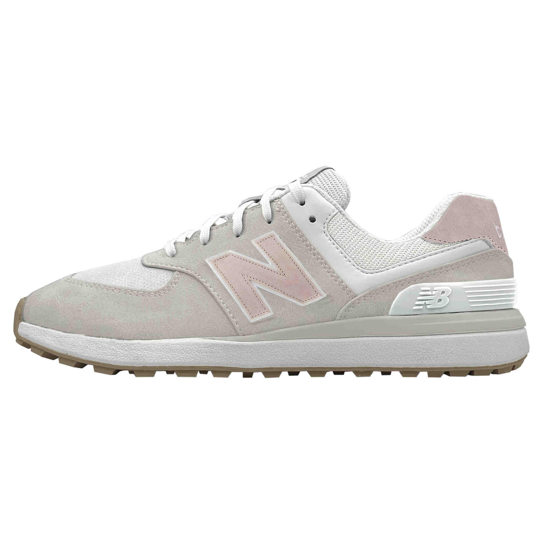 New Balance 574 Greens V2 2024, golfschoenen voor dames, zand/roze 1/2