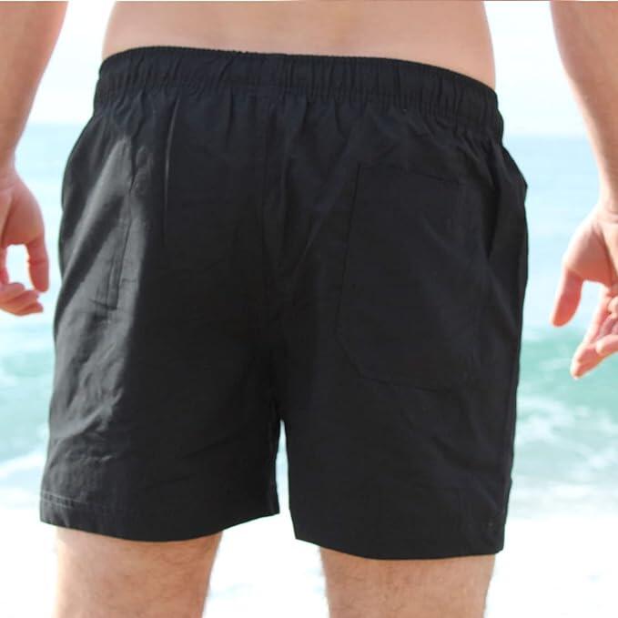 Bañador Hombre Corto 15" - bolsillo trasero - Quick-Dry (Negro, M) 4/7