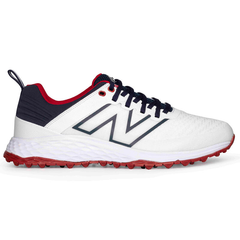 Chaussures de golf New Balance Fresh Foam Contend V2 pour hommes, blanc/rouge