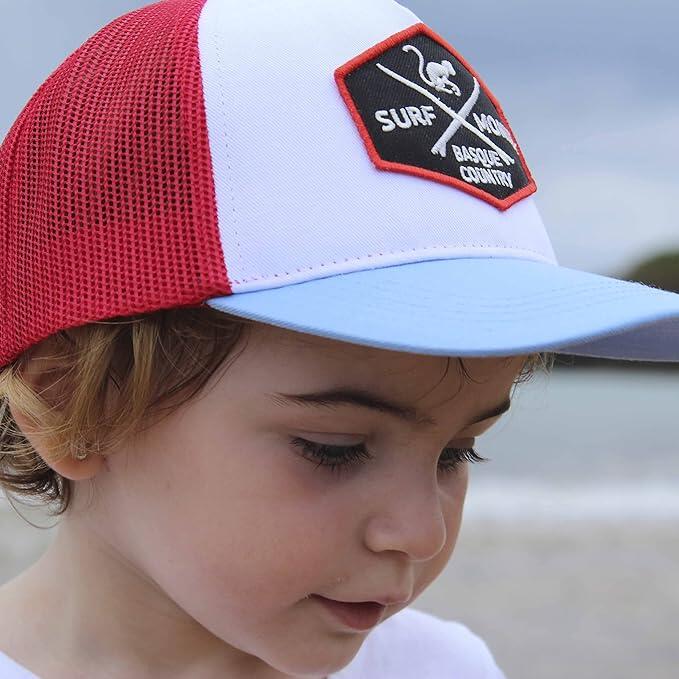 Gorra 5 paneles Trucker para niño/niña - (Blanco / Rojo)