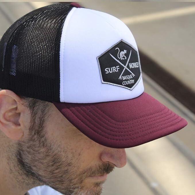 Gorra Trucker - Acolchada / Adulto / Talla única (Burdeos/Negra)