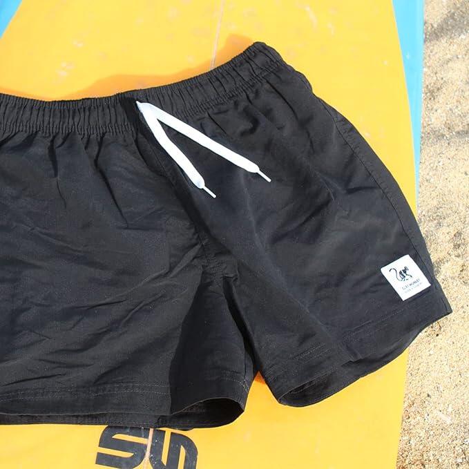 Calções de banho curtos 15" para homem – secagem rápida (Preto, XL) 6/7