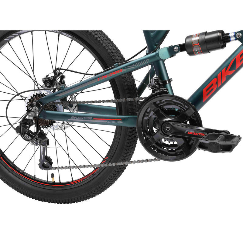 Bikestar MTB Fully alu 21speed 24inch groen/rood