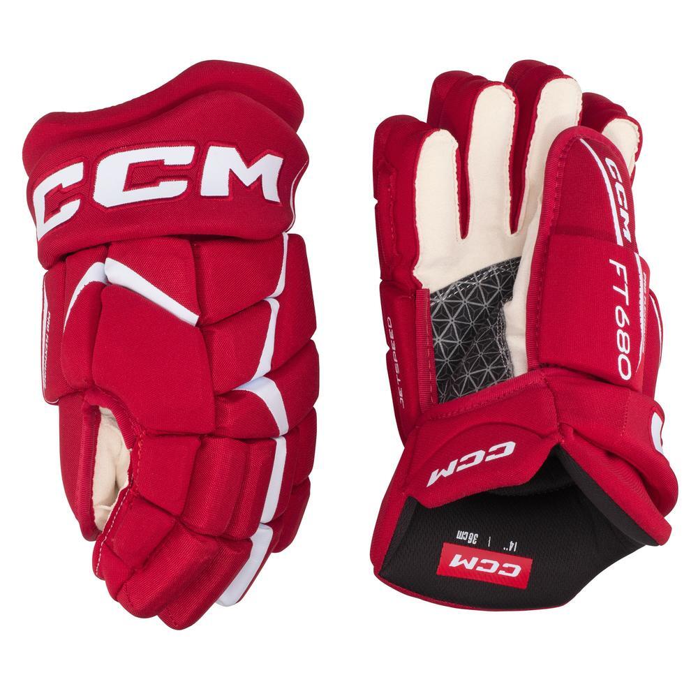 Guantes de Hockey Rojo/Blanco Juniors CCM JETSPEED FT680 3/4