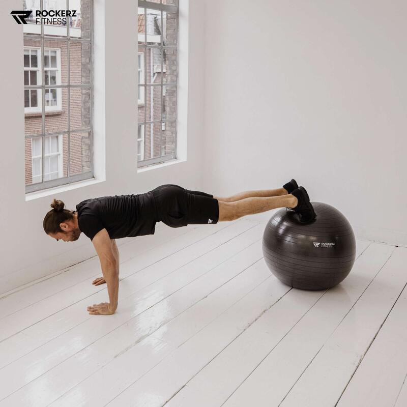 Palla da yoga con pompa - Palla da fitness - Nero - 90cm